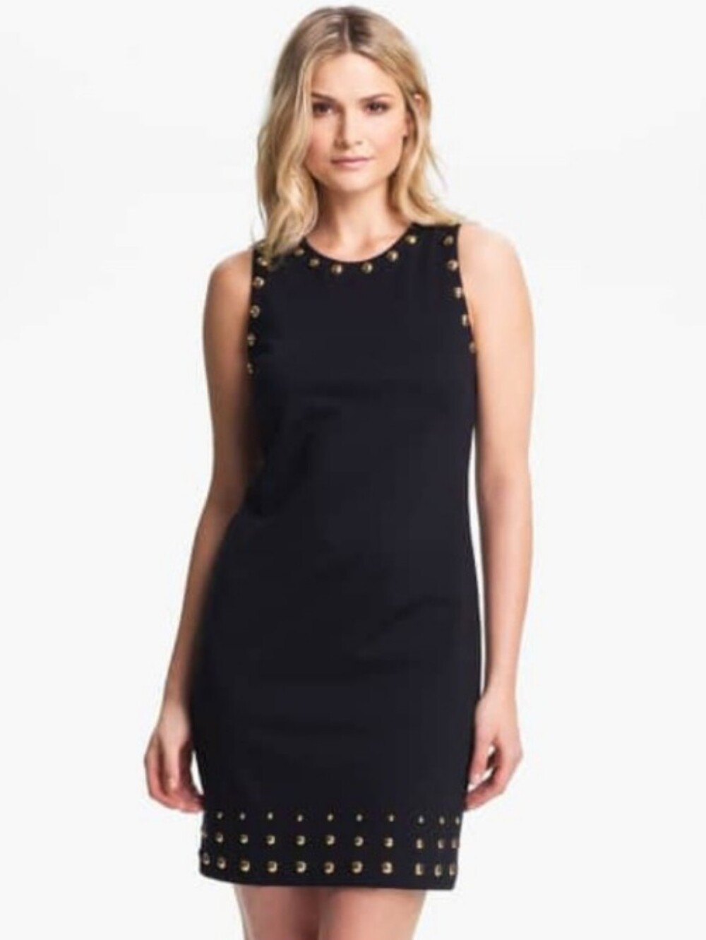 🤠🤍Michael Kors Black Sleeveless Stud-Trim Sheath Dress Size XL